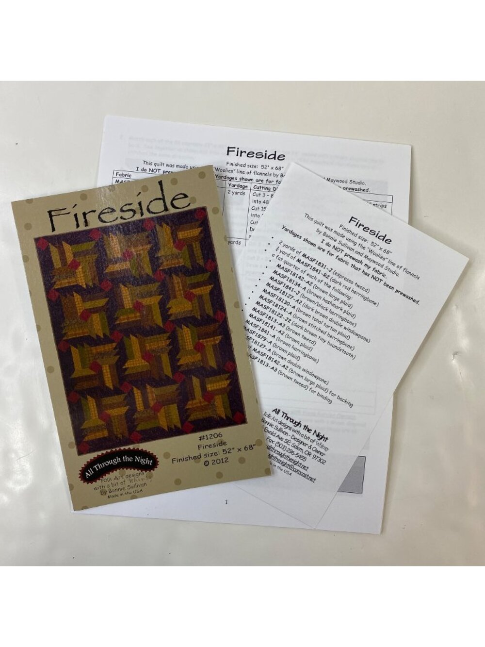 Fireside Quilt Pattern By Bonnie Sullivan Finished Size 52" x 68"